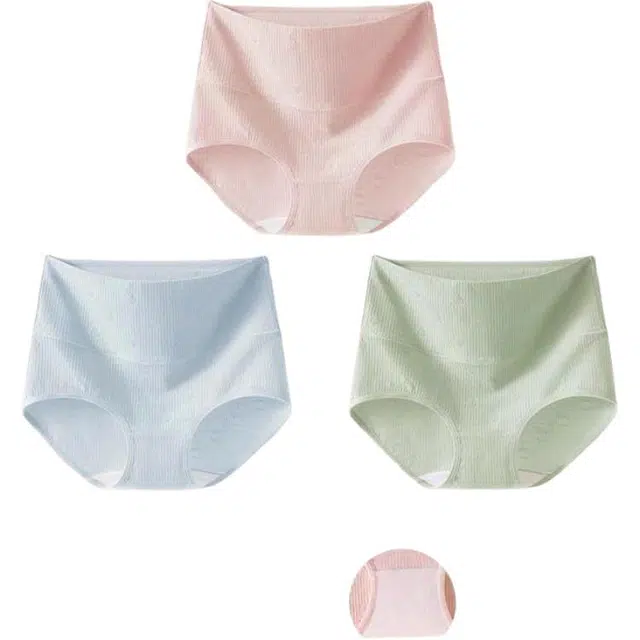 欧迪芬 纯棉抗菌收腹纯色简约高腰三角裤内裤 女款