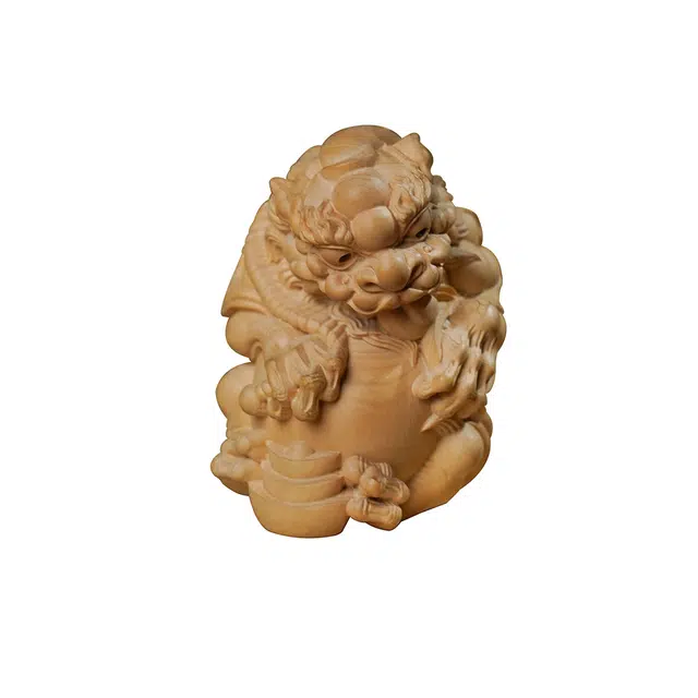 天纵 新中式国潮创意文玩手工艺品  实木精雕五帝貔貅招财吉祥物  招财进宝   随身盘玩解压 黄杨木 手把件 男女同款情侣款