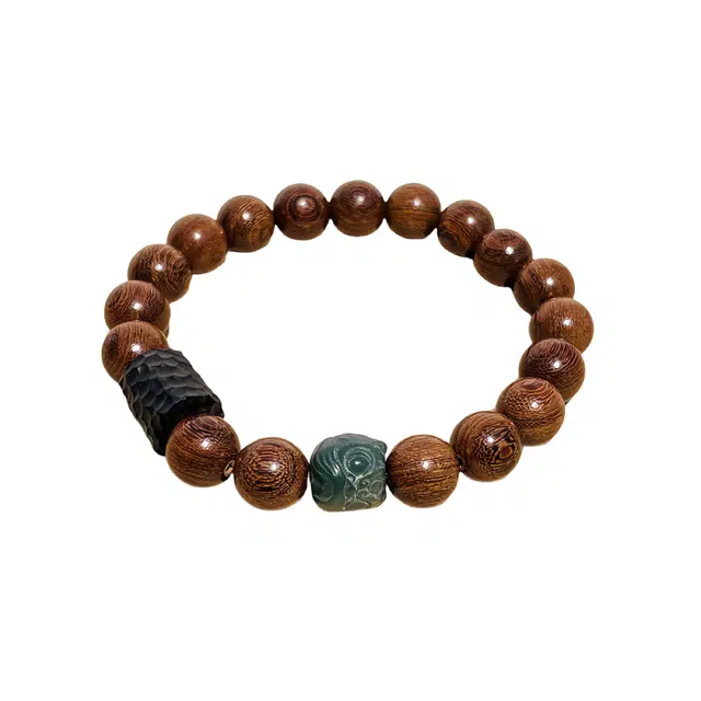 宣华意 新中式复古配饰醒狮高级感文玩 金丝檀木 手串 男女同款情侣款