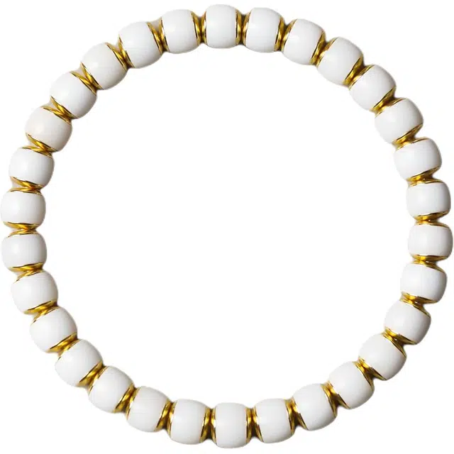 三檀小舍 文玩界守战甲系列「金盾·皓铠」手工镶嵌 白玉菩提 手串 男女同款情侣款