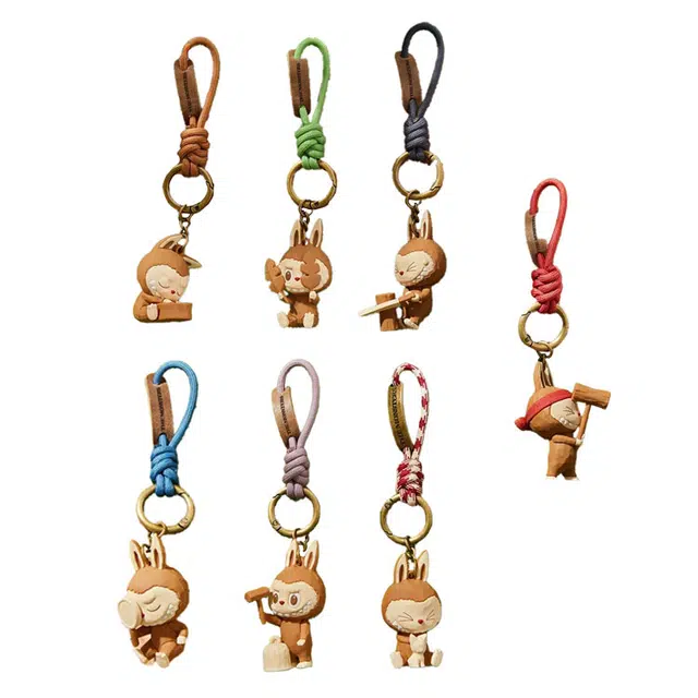 POP MART LABUBU Wood Workshop Series Keychain Blind Box