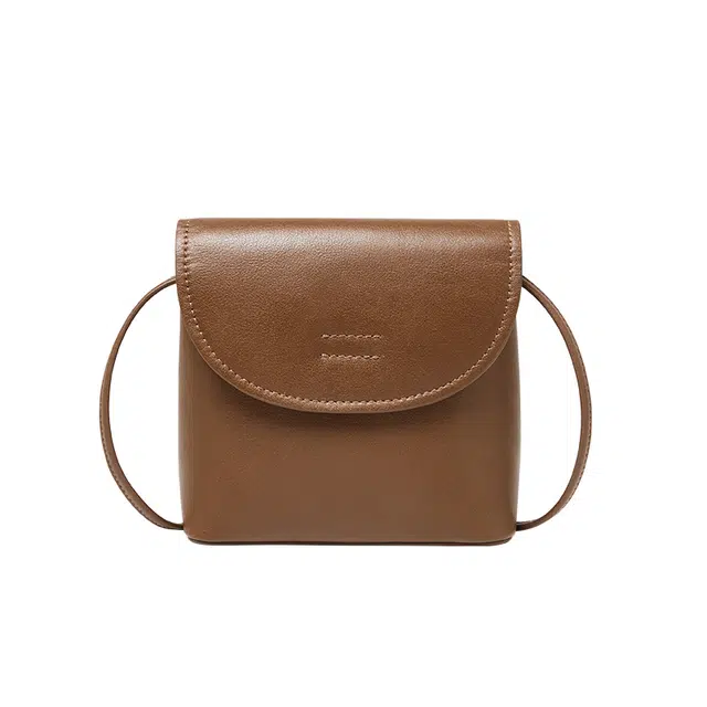 纳兰杜 复古小众高级感时尚百搭 牛皮拼合成革 单肩包 迷你 女款 植鞣棕色/植鞣浅草黄