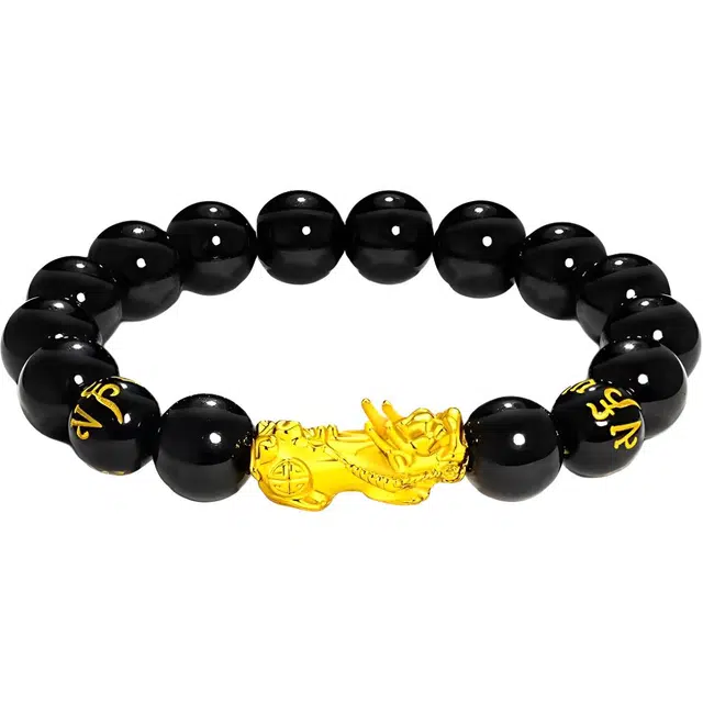 素于 新中式招财大貔貅吞金兽文玩盘玩佛珠本命年六字箴言转运八方来财喜事发生出街神器素雅百搭#好运 黑檀 手串 男女同款情侣款