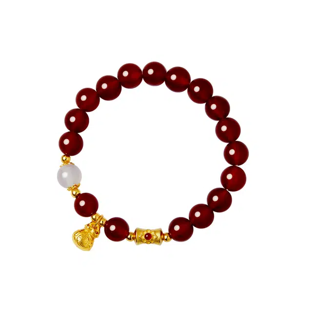 【福气满满】中国黄金 珍·尚银 新中式 转运福袋 福气满满 万事顺利 复古通勤可戴 小众轻奢 潮流个性 天然 玛瑙 手串 女款