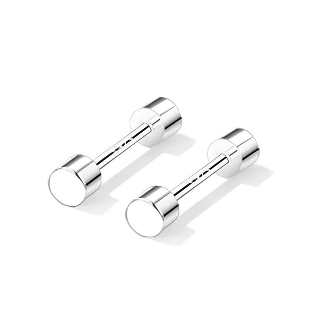 前方大荒野 圆柱螺丝拧扣亮银耳饰现代简约设计时尚大气精致养耳洞睡觉免摘哑铃造型潮酷个性极简主义 合金 耳钉 男女同款情侣款