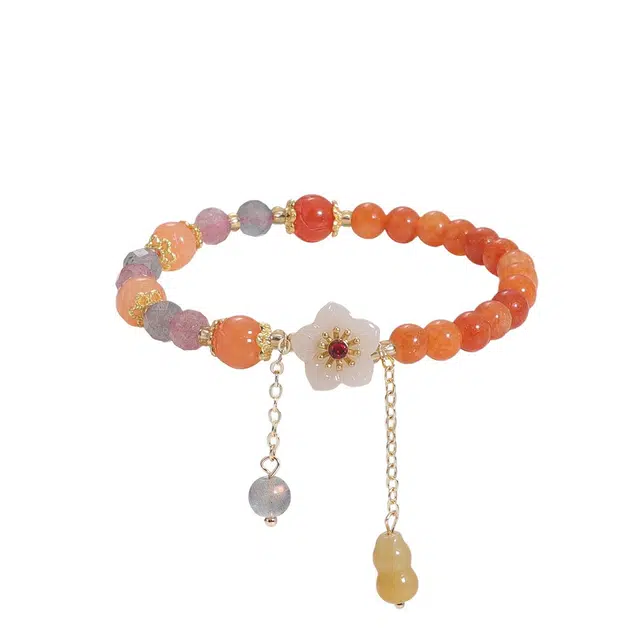 克兰茜 福禄双全 茉莉转运圆珠串 新中式国风小众简约高级感设计 日常通勤精致百搭经典个性复古风 精美礼盒 好运 金丝玉 手串 女款