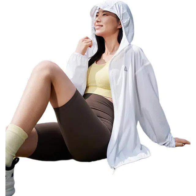匹克 防晒系列 舒适休闲简约宽松薄款连帽拉链防晒服 男女同款 大白