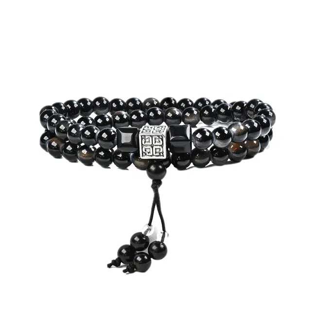 灵晔  新中式国潮风复古盘玩轻奢小众百搭设计高级感佛珠念珠转运珠招财纳福诸事顺遂平安喜乐#好运连连  黑檀 手串 男女同款情侣款