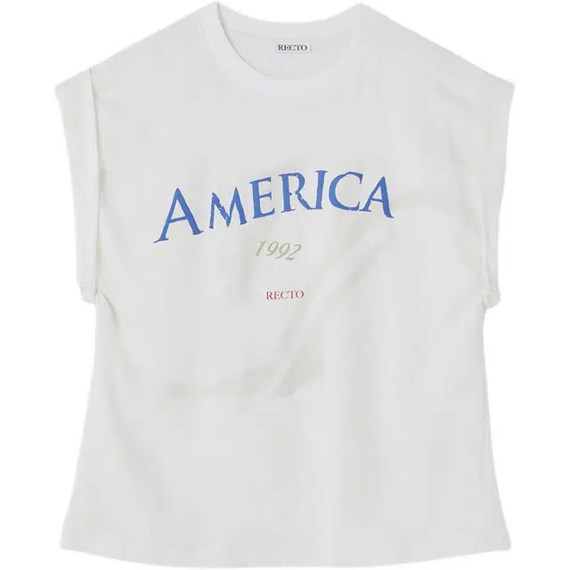 RECTO AMERICA 1992 SLEEVELESS TURN UP T-SHIRT T