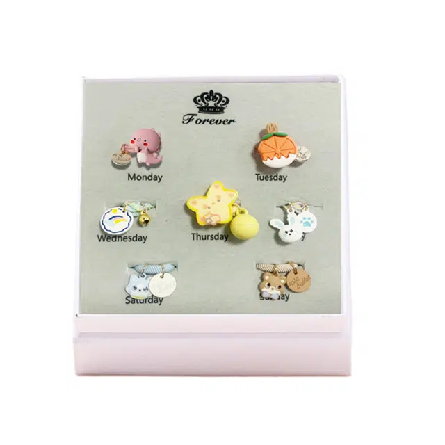 妖娆猫 一周星期头绳套装礼盒高级感皮筋扎头发发绳创意实用 发圈 女款