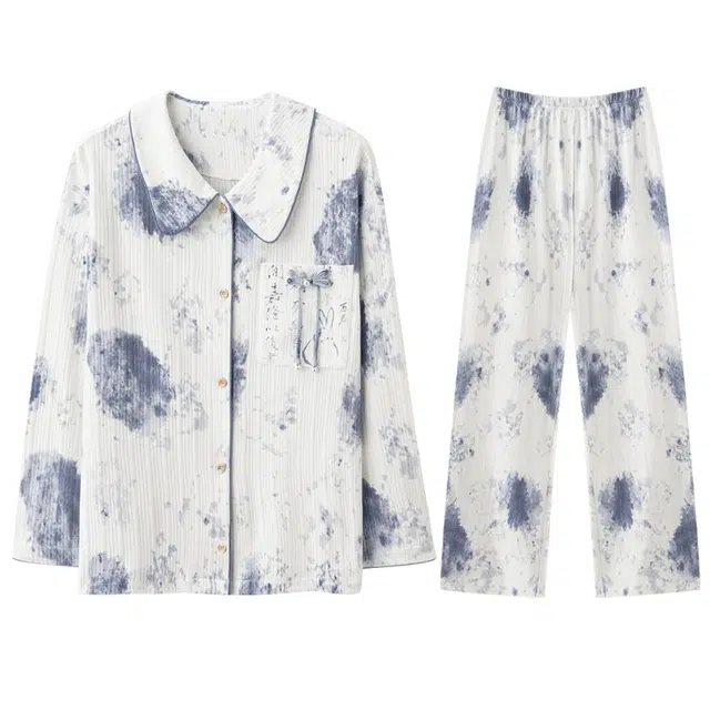 向薇 棉质女春秋季长袖女士女生国潮风休闲家居服睡衣套装 女款