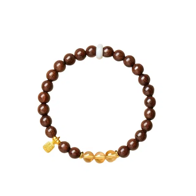 宣华意 招财好运 转运珠小众高级感古典优雅气质 金丝檀木 手串 女款
