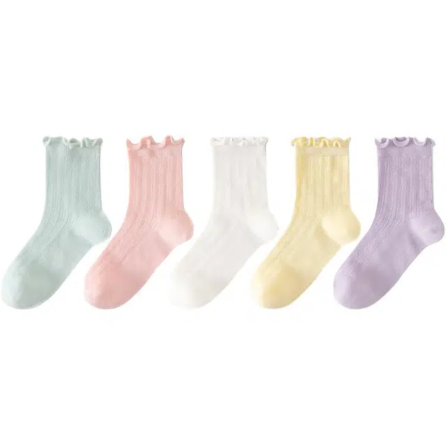 棉武器 花边儿童袜子女宝宝孩童防臭袜子春秋夏季网眼透气吸汗中筒袜