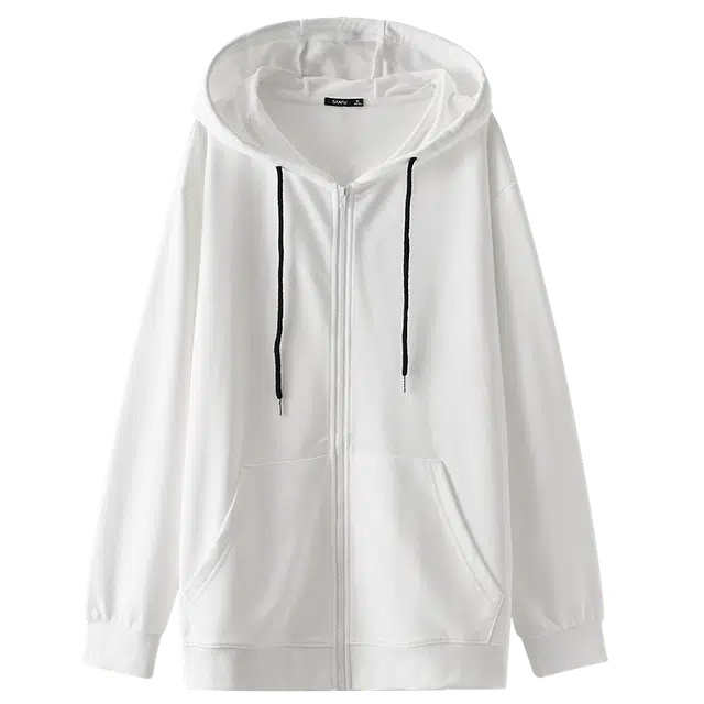 三福 简约宽松净版几何图案常规连帽开衫卫衣 男款