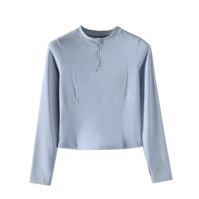 莫代尔  半拉链拼接套头上衣女   瑜伽外套