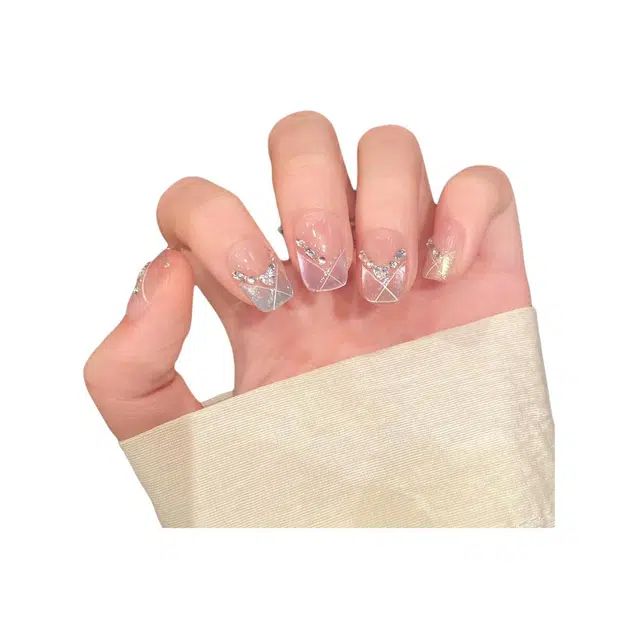 凡泽 糖果派对春季  穿戴甲 短短梯粉色渐变 纯欲