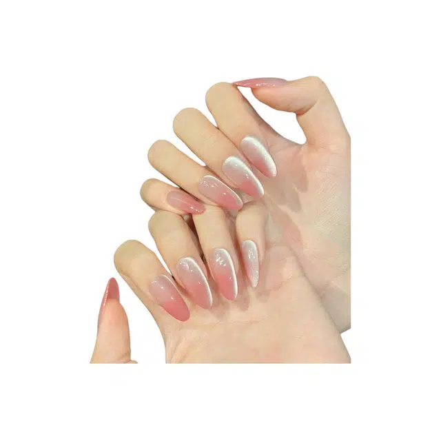 凡泽 浆果侧光猫眼腮红简约手工光疗  穿戴甲 椭圆梅子色渐变 纯欲