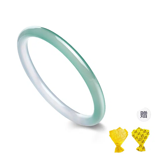中国黄金 珍·尚银 半山半水 碧落霜雪 新中式古风清新素 汉服旗袍百搭 小众轻奢礼盒 好运 玉髓 手镯 女款