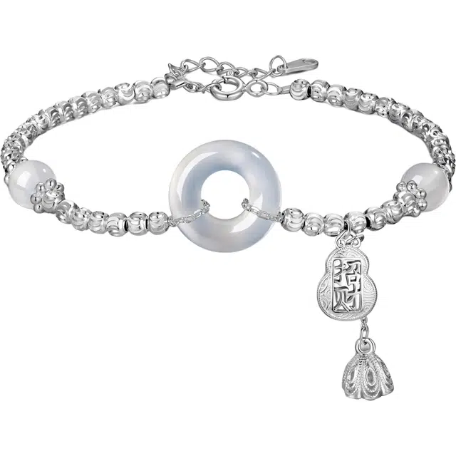 【招财葫芦】中国黄金 珍·尚银 福禄平安扣首饰串珠 好事莲莲 新中式招财纳福 精致转运珠  小众轻奢 莲花流苏  礼盒 好运 玉髓 手链 女款