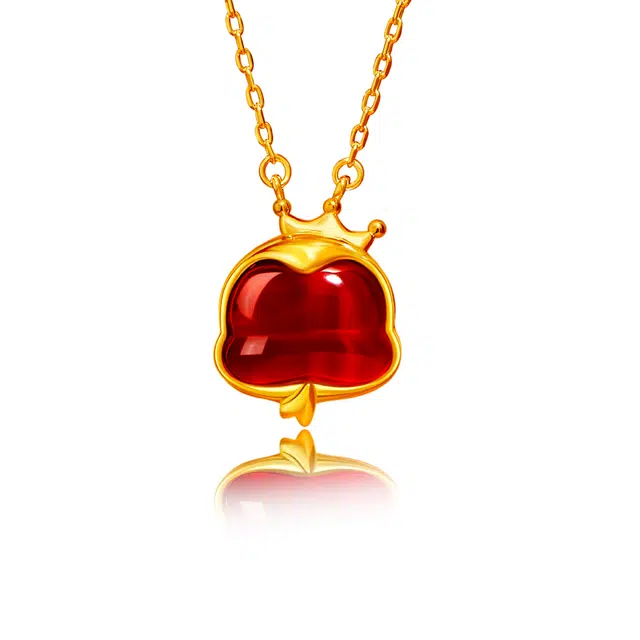 中国黄金 珍·尚银 鸿运灵蛇 新中式吊坠 好运连连 十二生肖蛇年本命年 小众轻奢锁骨链 玉髓 项链 女生 女款