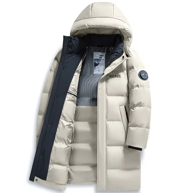 雅鹿 极寒户外鸭绒过膝长款纯色长袖连帽登山运动羽绒服 男女同款