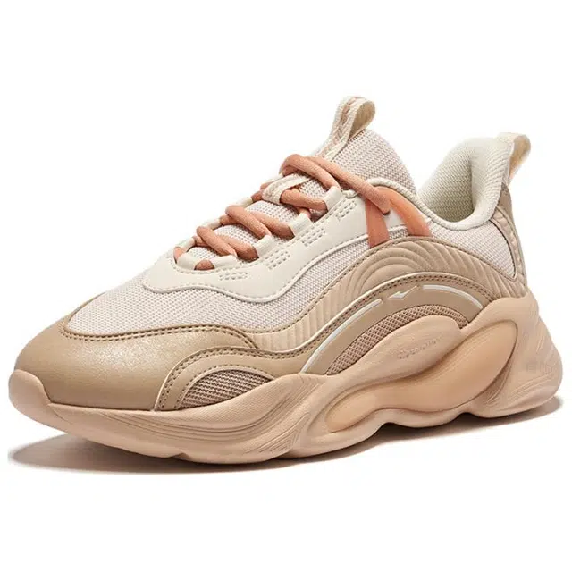 鸿星尔克 未央 秋冬版 复古潮流厚底 增高 低帮 生活休闲鞋 女款 蛋奶灰奶茶棕