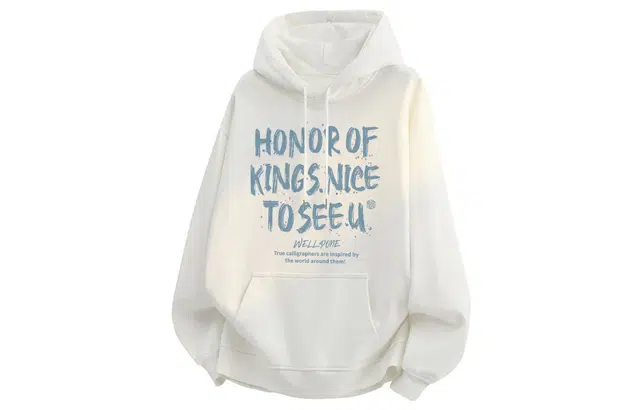 王者荣耀 美式复古涂鸦字母落肩款宽松舒适透气青少年无性别百搭时尚连帽卫衣 标语款 男女同款