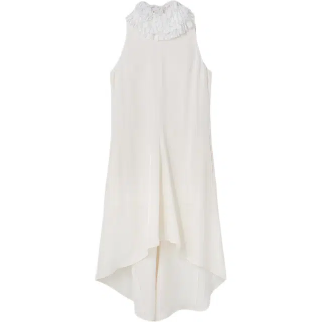 RECTO SS25 FRINGE COLLAR HALTER NECK DRESS