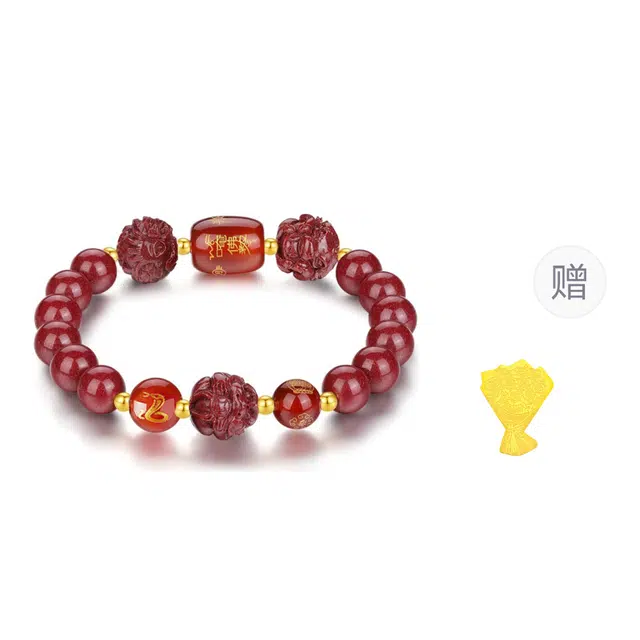 【生肖顺利】 金六福吉祥 三合六合生肖转运珠 新中式国风本命年护身符手饰诸事如意红色显白一帆风顺#好运 再造辰砂朱砂 手串 男女同款情侣款