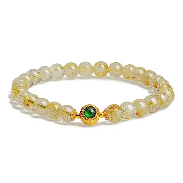 灵菲 招财转运新中式轻奢小众高级感简约百搭好事发生天然 金发晶 手串 女款