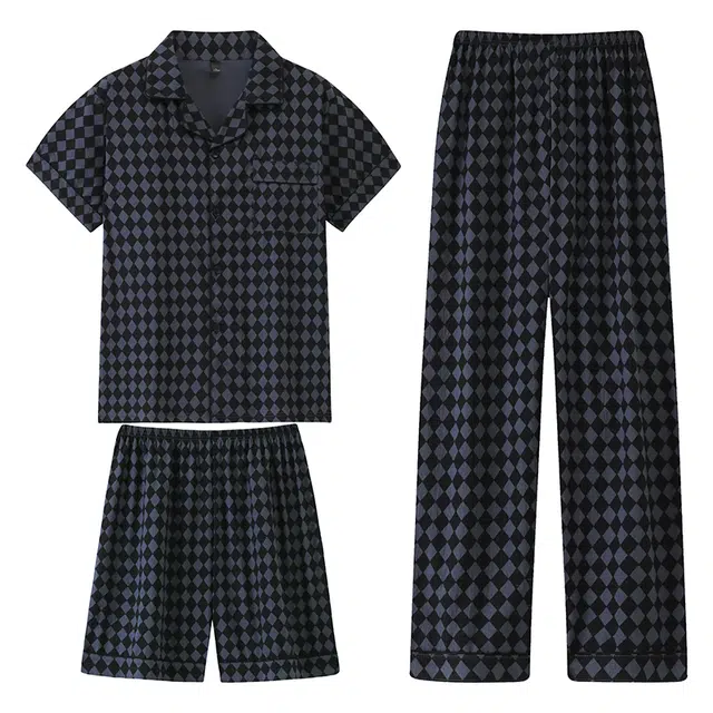 好福份 夏季男时尚透气舒适设计三件套家居服睡衣套装 男款