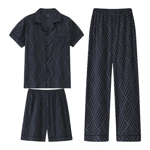 好福份 夏季男时尚透气舒适三件套家居服睡衣套装 男款