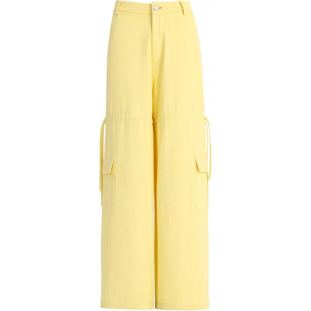 玫丝朵 复古多巴胺流行抽绳蝴蝶结可调节宽松直筒舒适百搭工装休闲裤 女款