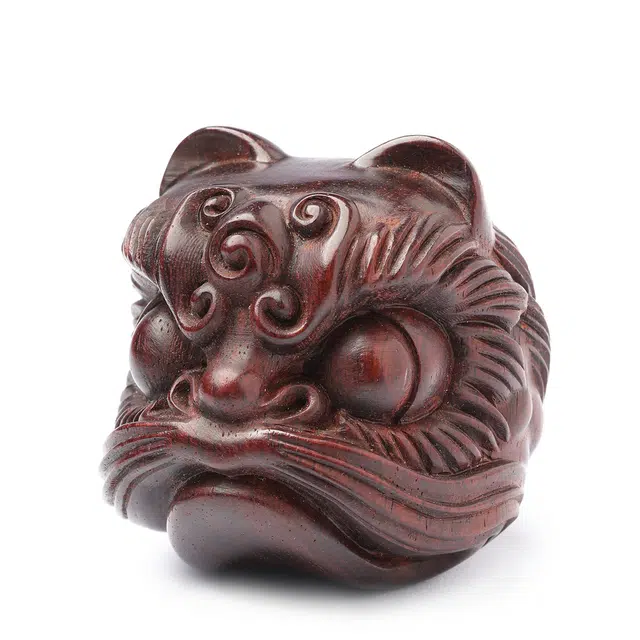 三檀小舍 国潮醒狮 国风国潮新中式复古风招财纳福 小众简约高级轻奢饰品配饰 紫檀属 手把件 男女同款情侣款