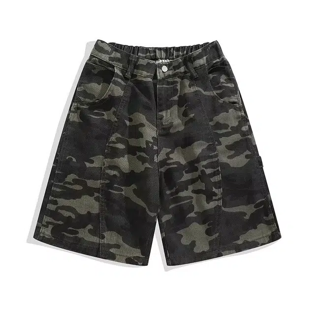 爱肯 美式高街气质时尚复古迷彩个性工装短裤 男女同款