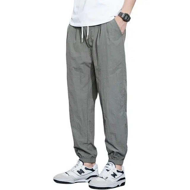 潮人榜 夏季薄款美式潮流宽松束脚裤子百搭潮牌简约舒适休闲裤 男款