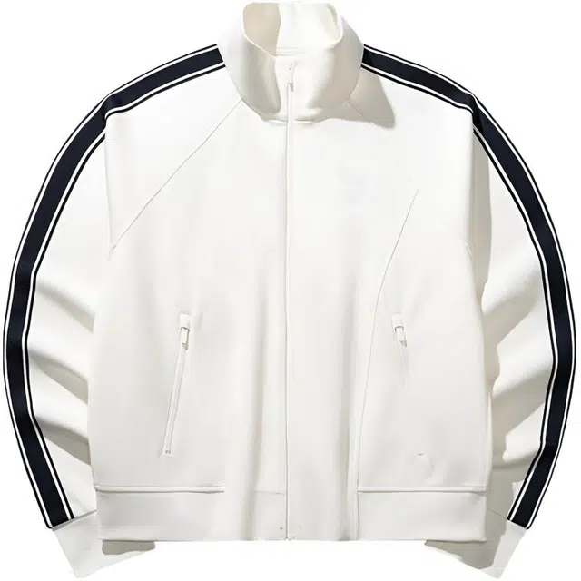 超级安踏 休闲简约条纹运动立领拉链拼色舒适百搭夹克外套 女款