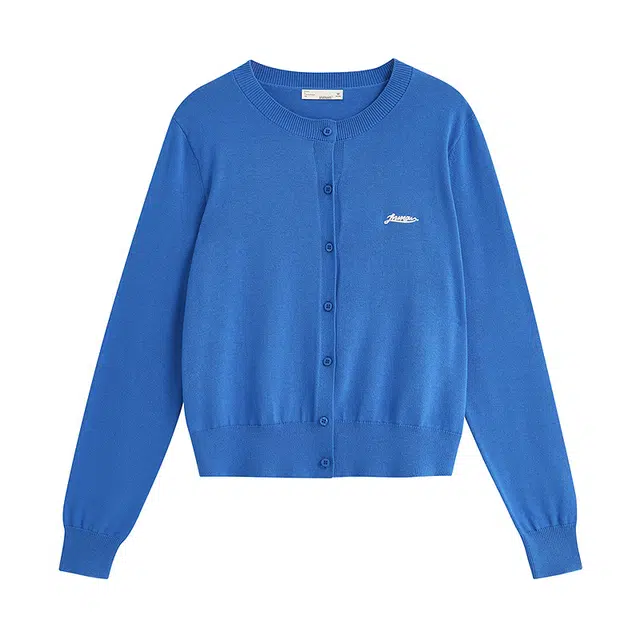 茵曼 简约百搭宽松刺绣长袖开衫针织衫 女款