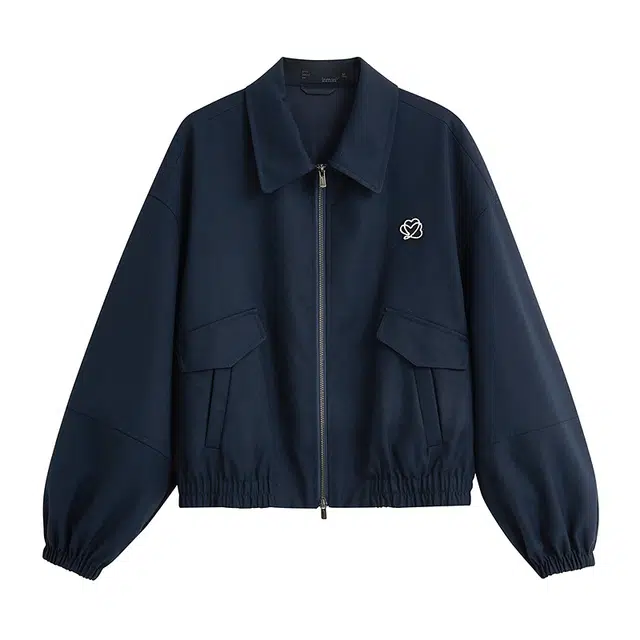 茵曼 日系复古宝藏休闲翻领拉链夹克百搭宽松显瘦氛围感舒适截短外套 女款