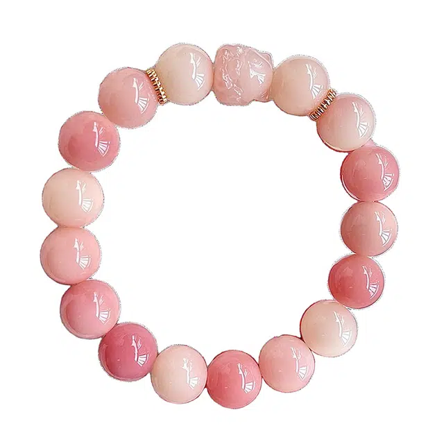 絮物 新中式文玩樱花粉学生绕指柔轻奢高级感念珠佛珠盘玩#好运 白玉菩提 手串 男女同款情侣款