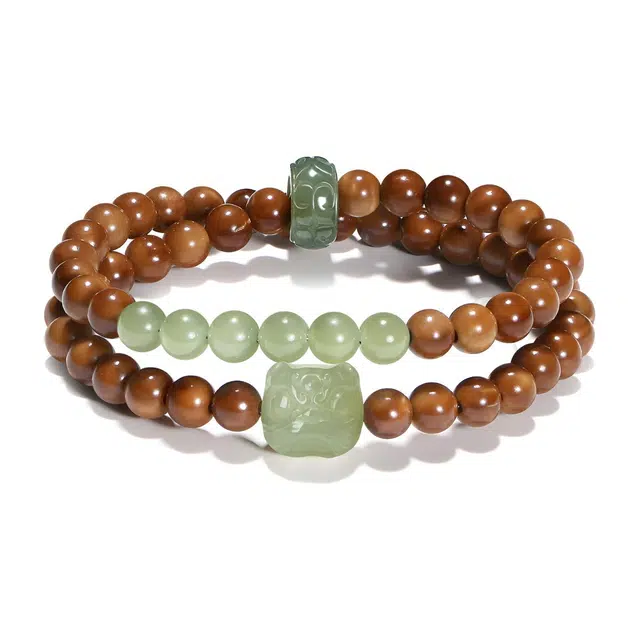 【普陀山官方已过香】 普陀山文创 复古典雅青色祥瑞醒狮文玩盘串新中式平静心灵修身养性禅意#好运 库克 手串 男女同款情侣款