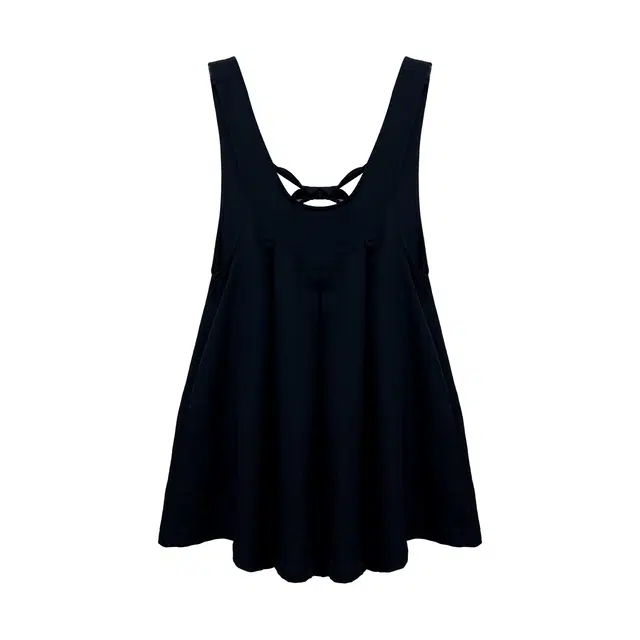 米米子 宽松时尚纯色无袖吊带连衣裙 女款