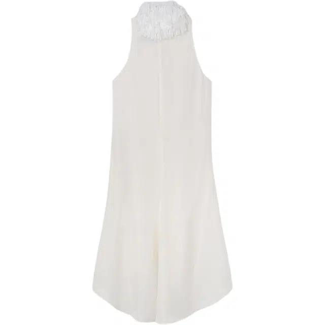 RECTO SS25 FRINGE COLLAR HALTER NECK DRESS