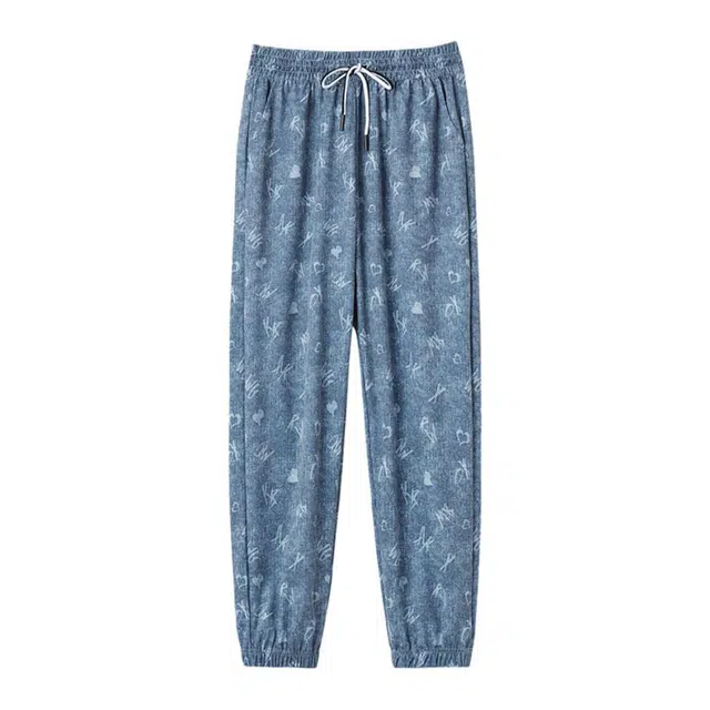 【dme】松紧腰宽松抽绳松紧腰牛仔裤 女款 蓝色