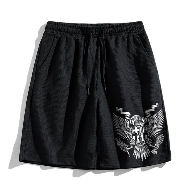 巴塞罗那足球俱乐部 潮牌百搭轻薄透气肌理感夏季薄裤子户外运动五分裤潮休闲短裤 男女同款