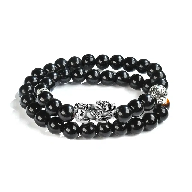 素于 新中式文玩双圈叠戴轻奢高级感佛珠招财纳福诸事顺遂节节高升转运珠盘玩复古风#好运 黑檀 手串 男女同款情侣款