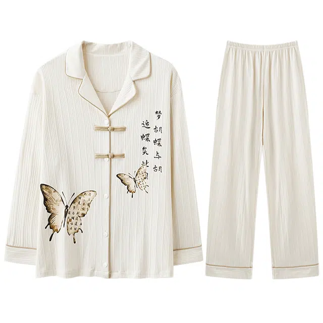 向薇 女春秋季长袖女士女生中国风家居服睡衣套装 女款