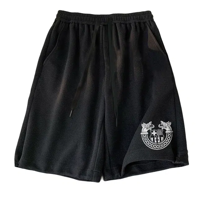 巴塞罗那足球俱乐部 美式潮牌轻薄透气肌理感夏季薄裤子户外运动五分裤潮休闲短裤 男女同款