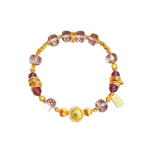 龙弗 【九紫离火运】紫气东来成功上岸事业有成新中式小众设计盘缠极简素雅平安顺遂 紫水晶 甜美精致高级感时尚百搭手串 女款