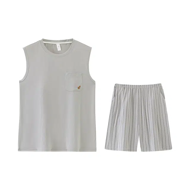 好福份 夏季男时尚透气舒适设计纯色家居服睡衣套装 男款